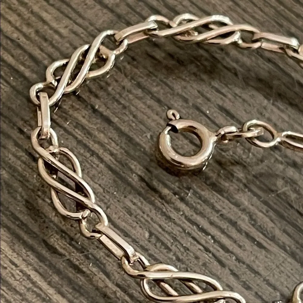 Vintage Style Sterling Silver Celtic Chain Bracelet 7 3/8” approx